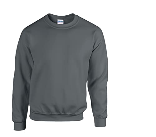 Gildan Herren Fleece Crewneck Sweatshirt Style G18000 Hemd, Blickdicht,1x Anthrazit & 1x HL Kauf Notizblock, L von Gildan