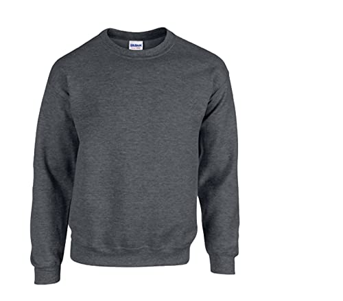 Gildan Herren Fleece Crewneck Sweatshirt Style G18000 Hemd, Blickdicht,1x Dark Heather & 1x HL Kauf Notizblock, M von Gildan