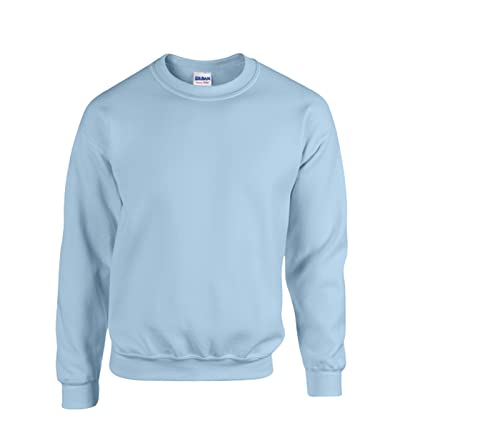 Gildan Herren Fleece Crewneck Sweatshirt Style G18000 Hemd, Blickdicht,1x Light Blue & 1x HL Kauf Notizblock, L von Gildan