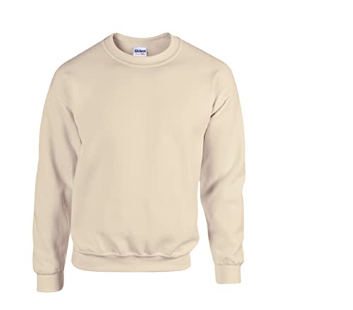 Gildan Herren Fleece Crewneck Sweatshirt Style G18000 Hemd, Blickdicht,1x Sand & 1x HL Kauf Notizblock, L von Gildan