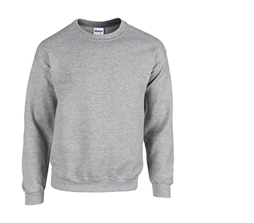 Gildan Herren Fleece Crewneck Sweatshirt Style G18000 Hemd, Blickdicht,1x Sportgrey & 1x HL Kauf Notizblock, 4XL von Gildan
