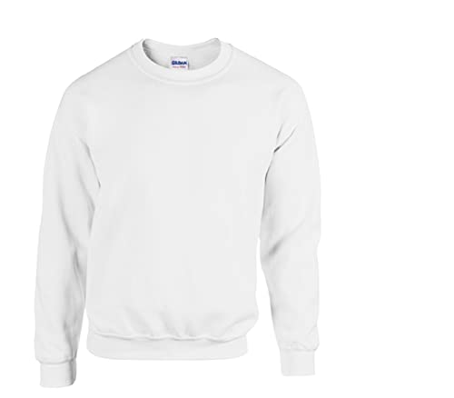 Gildan Herren Fleece Crewneck Sweatshirt Style G18000 Hemd, Blickdicht,1x Weiss & 1x HL Kauf Notizblock, 3XL von Gildan