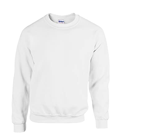 Gildan Herren Fleece Crewneck Sweatshirt Style G18000 Hemd, Blickdicht,1x Weiss & 1x HL Kauf Notizblock, M von Gildan