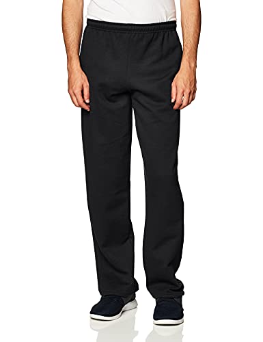 Gildan Herren Offene Fleece-Hose mit Taschen Trainingshose, schwarz, X-Groß von Gildan
