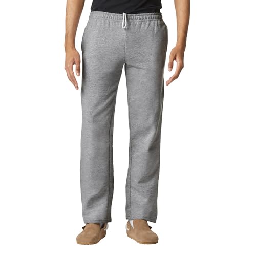 Gildan Herren Fleece-Hose mit Offenem Boden und Taschen Trainingshose, Grau-Sport Grey, XXL von Gildan
