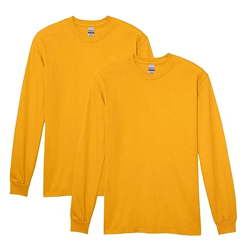 Gildan Herren G5400 Heavy Cotton Long Sleeve T-shirt (Pack of 2) T Shirt, Gold, XL EU von Gildan