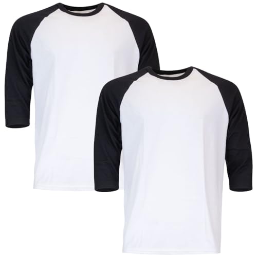 Gildan Herren Heavy Cotton 3/4 Raglan T-shirt Style G5700, Pack of 2 T Shirt, Weiß / Schwarz, S EU von Gildan