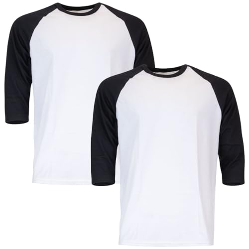 Gildan Herren Heavy Cotton 3/4 Raglan Style G5700, 2er Pack T-Shirt, Weiß/Schwarz, L von Gildan