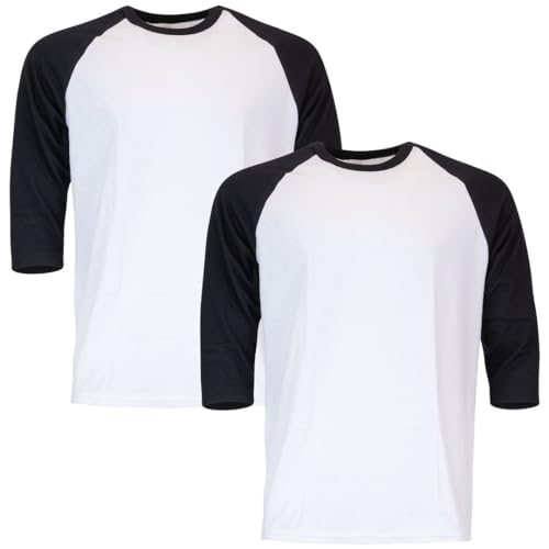 Gildan Herren Heavy Cotton 3/4 Raglan Style G5700, 2er Pack T-Shirt, Weiß/Schwarz, Mittel von Gildan