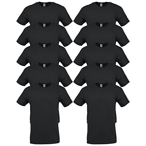 Gildan Herren Erwachsene aus Schwerer Baumwolle T-Shirt, Schwarz, 3X-Groß (10er Pack) von Gildan