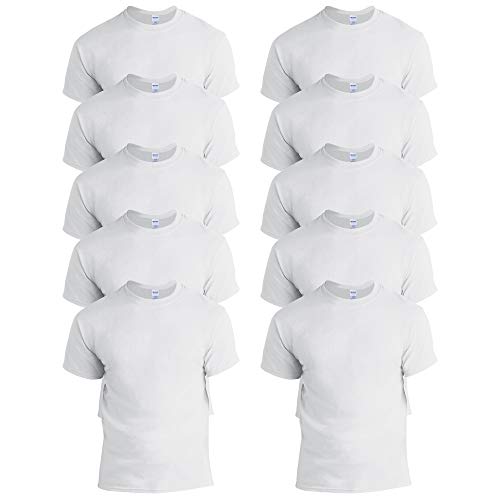 Gildan Herren T-Shirt aus schwerer Baumwolle, Stil G5000 10er Pack, White, 3X-Large von Gildan