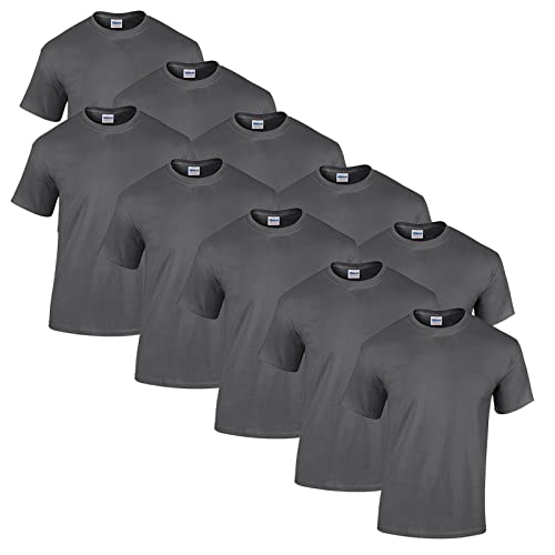 Gildan Herren Heavy Cotton Adult T-Shirt T Shirt, 10x Charcoal + 1 HL-Kauf Block, L von Gildan