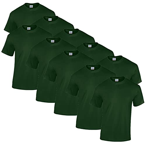 Gildan Herren Heavy Cotton Adult T-Shirt T Shirt, 10x Forest Green + 1 HL-Kauf Block, XL von Gildan