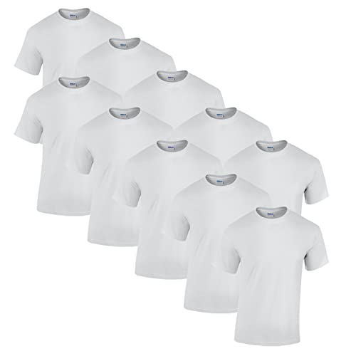 Gildan Herren Heavy Cotton Adult T-Shirt T Shirt, 10x Weiss + 1 HL-Kauf Block, M von Gildan