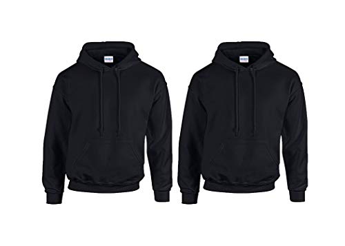 Gildan Herren Kapuzenpullover Adult 50/50. Hooded Sweat/18500, Einfarbig (3XL, 2X Schwarz + 1HL Kauf Notizblock) von Gildan