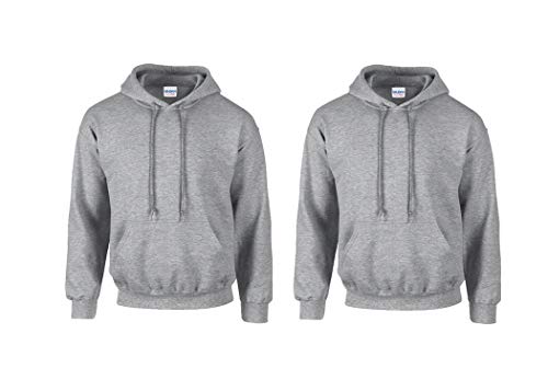 Gildan Herren Kapuzenpullover Adult 50/50. Hooded Sweat/18500, Einfarbig (L, 2er Sportgrey + 1x HL Kauf Notizblock) von Gildan