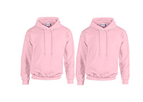 Gildan Herren Kapuzenpullover Adult 50/50. Hooded Sweat/18500, Einfarbig (M, 2er Light Pink + 1x HL Kauf Notizblock) von Gildan