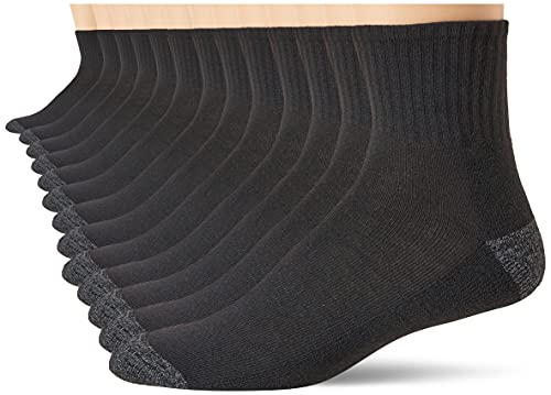 Gildan Herren Knöchelsocken, Polyester, halbes Polster, 12 Stück - Schwarz - von Gildan