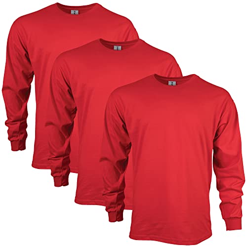 Gildan Unisex Langärmliges T-shirt aus Ultra-baumwolle, Stil G2400 T-Shirt, Rot (3er-pack), XL von Gildan