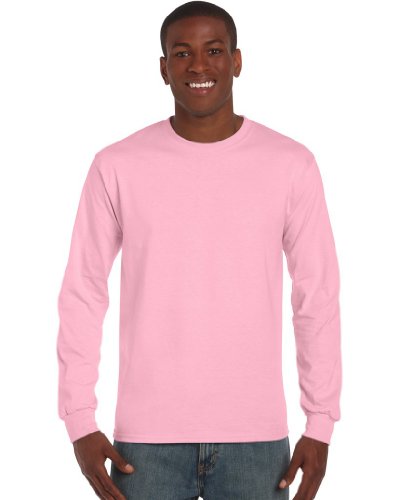 Gildan Herren Langarmshirt rosa hellrosa Large von Gildan