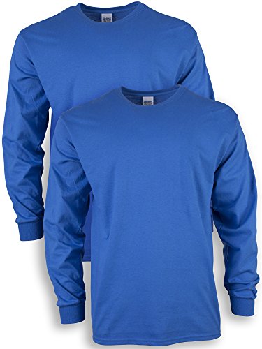 Gildan Herren Ultra Cotton Langarm, Stil G2400, Multipack T-Shirt, Royal (2 Stück), XXL (2er Pack) von Gildan