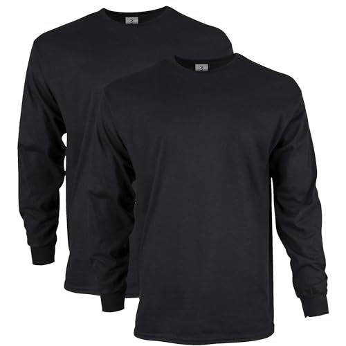 Gildan Unisex-Erwachsene Ultra Cotton Long Sleeve, Style G2400, Multipack T-Shirt, Schwarz (2er-Pack), 4XL von Gildan