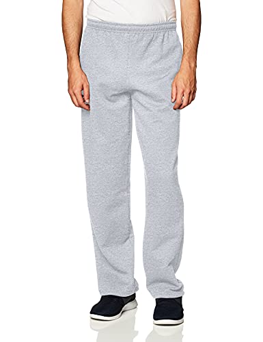 Gildan Herren Fleece-Hose mit offenem Boden und Taschen Trainingshose, Grau-Sport Grey, Klein von Gildan