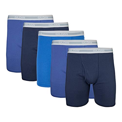 Gildan Herren Unterwäsche Boxershorts, Multipack Retroshorts, Marineblau/Metroblau/Antik-Royal (5er-Pack, Klassische Länge), XL von Gildan