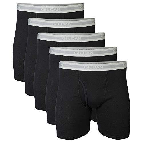 Gildan Herren Unterwäsche, Boxershorts, Multipack Retroshorts, Schwarz (5er-Pack, Klassische Länge), Medium von Gildan