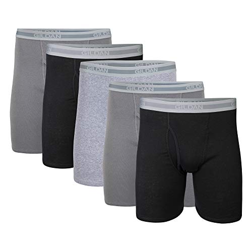 Gildan Herren Boxershorts mit Normalem Bein, Multipack Retroshorts, Schwarz/Anthrazit/Sportgrau (5er-pack), L EU von Gildan