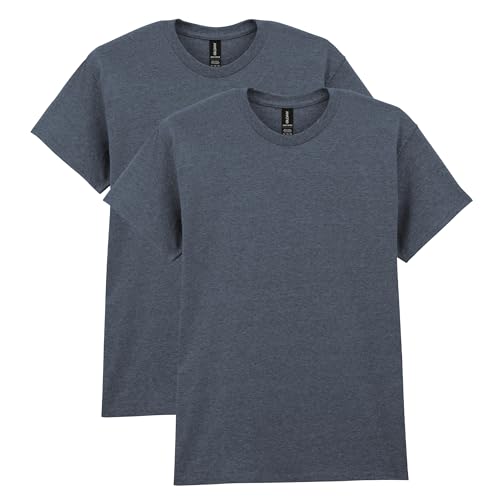 Gildan Unisex-Erwachsene Schwerer Baumwolle, Stil G5000, Multipack T-Shirt, Heather Navy (2er-Pack), Klein von Gildan