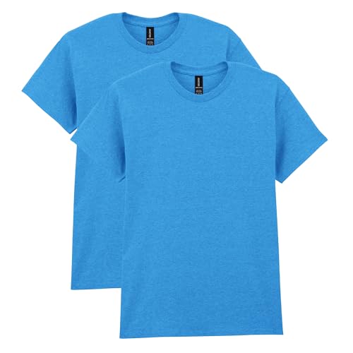 Gildan Unisex-Erwachsene Heavy Cotton, Style G5000, Multipack T-Shirt, Heather Sapphire (2er-Pack), Mittel von Gildan