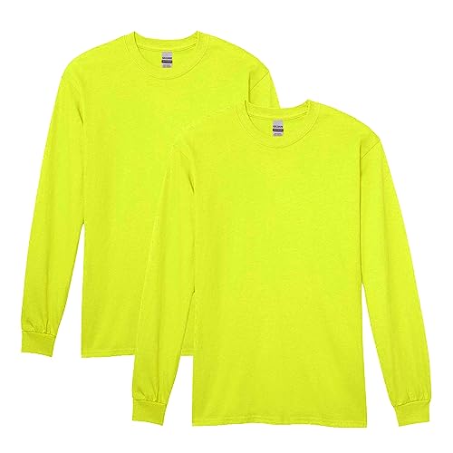Gildan Uni-Erwachsene Langärmeliges Schwerer Baumwolle, Stil G5400, 2er-Pack T-Shirt, Grün (Safety Green), L von Gildan