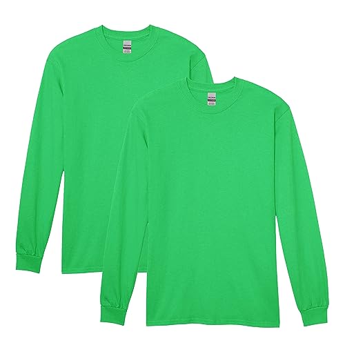 Gildan Uni-Erwachsene Langärmeliges Schwerer Baumwolle, Stil G5400, 2er-Pack T-Shirt, Grün-Irish Green, Mittel von Gildan