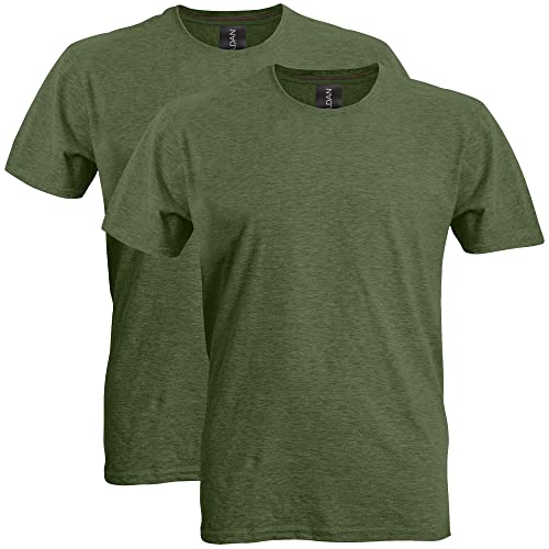 Gildan Herren Softstyle Baumwolle Style G64000 2er Pack T-Shirt, Militärgrün (Heather Military Green), Groß von Gildan