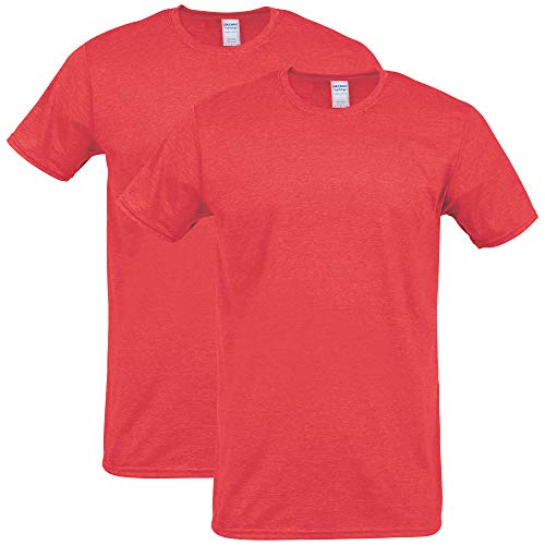 Gildan Herren Softstyle Baumwolle Style G64000 2er Pack T-Shirt, rot (Heather Red), Klein von Gildan