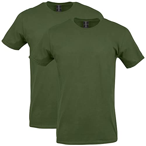 Gildan Herren Softstyle Baumwolle, Stil G64000, Multipack T-Shirt, Military Green, Groß (2er Pack) von Gildan