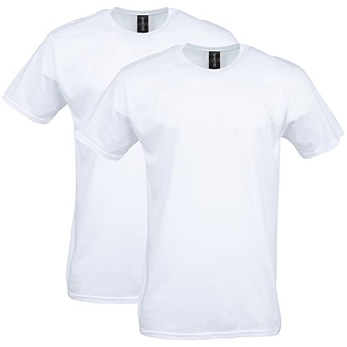 Gildan Herren Softstyle Cotton T-Shirt, Style G64000, Multipack Hemd, Weiß (2er-Pack), L von Gildan