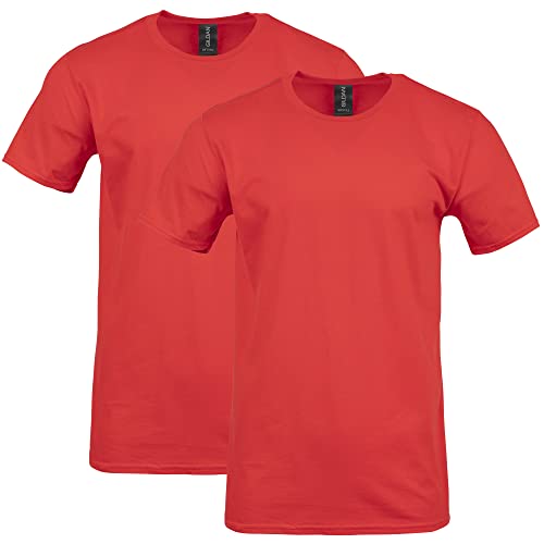 Gildan Herren Softstyle T-Shirt aus Baumwolle, Stil G64000, Multipack Hemd, Rot (2er-Pack), S von Gildan