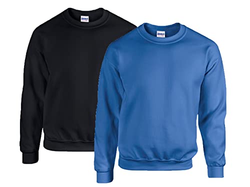 Gildan Herren Sweatshirt 50/50 Adult Crewneck Sweat, 1x Schwarz + 1x Royal + 1x HL Kauf Notizblock, 4XL von Gildan