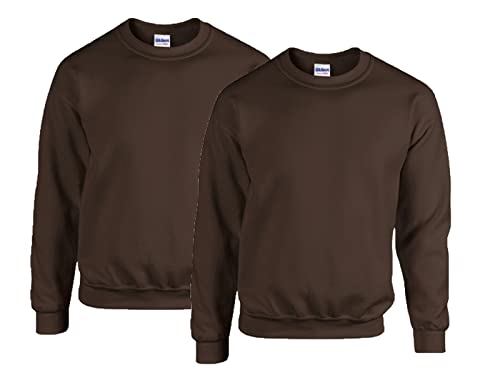 Gildan Herren Sweatshirt 50/50 Adult Crewneck Sweat, 2X Dark Chocolate + 1x HL Kauf Notizblock, M von Gildan