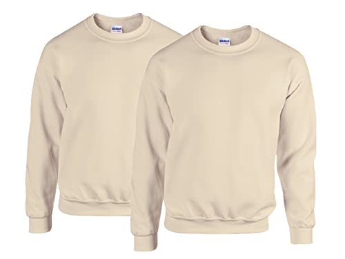 Gildan Herren Sweatshirt 50/50 Adult Crewneck Sweat, 2X Sand + 1x HL Kauf Notizblock, M von Gildan