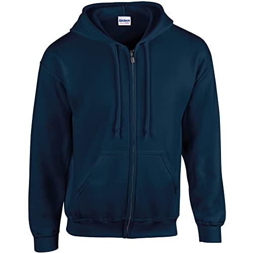 GILDAN Herren Adult 50/50 Cotton/Poly. Full Zip Hooded Sewat Sweatshirt, Blau (Navy), Medium (Herstellergröße: M) von Gildan