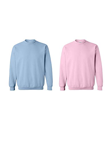 Gildan Herren-Sweatshirt aus Fleece, Rundhalsausschnitt, 2 Stück, Carolinablue/Pink (2er-Pack), Medium von Gildan