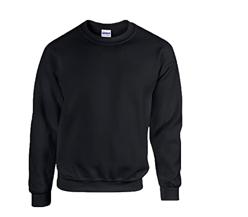 Gildan Herren Sweatshirt aus Fleece mit Rundhalsausschnitt, Stil G18000/1x Schwarz & 1x HL Kauf Notizblock, XXL von Gildan