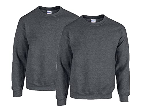 Gildan Herren Sweatshirt aus Fleece mit Rundhalsausschnitt, Stil G18000/2x Dark Heather + 1x HL Kauf Notizblock, M von Gildan