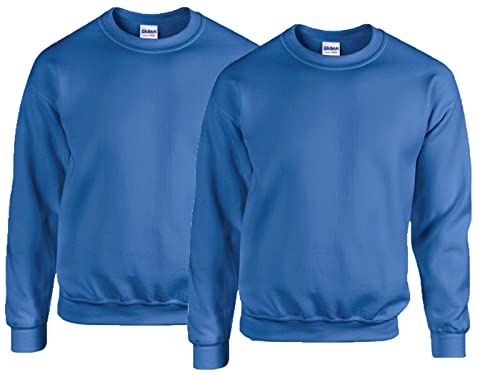 Gildan Herren Sweatshirt aus Fleece mit Rundhalsausschnitt, Stil G18000/2x Royal + 1x HL Kauf Notizblock, XXL von Gildan