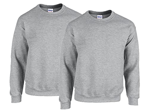 Gildan Herren Sweatshirt aus Fleece mit Rundhalsausschnitt, Stil G18000/2x Sportgrey + 1x HL Kauf Notizblock, 4XL von Gildan