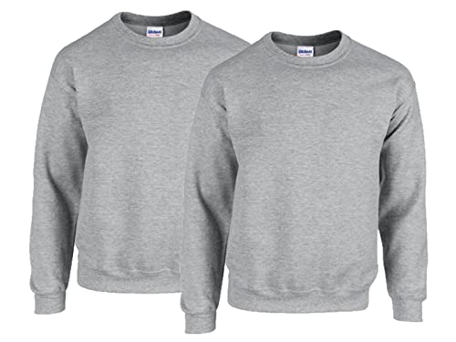 Gildan Herren Sweatshirt aus Fleece mit Rundhalsausschnitt, Stil G18000/2x Sportgrey + 1x HL Kauf Notizblock, L von Gildan