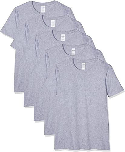 Gildan Herren 64000 T-Shirt, Grau (Sport Grey), L (5er Pack) von Gildan
